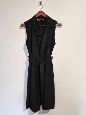ZARA Black Sleeveless Belted Trench Dress
